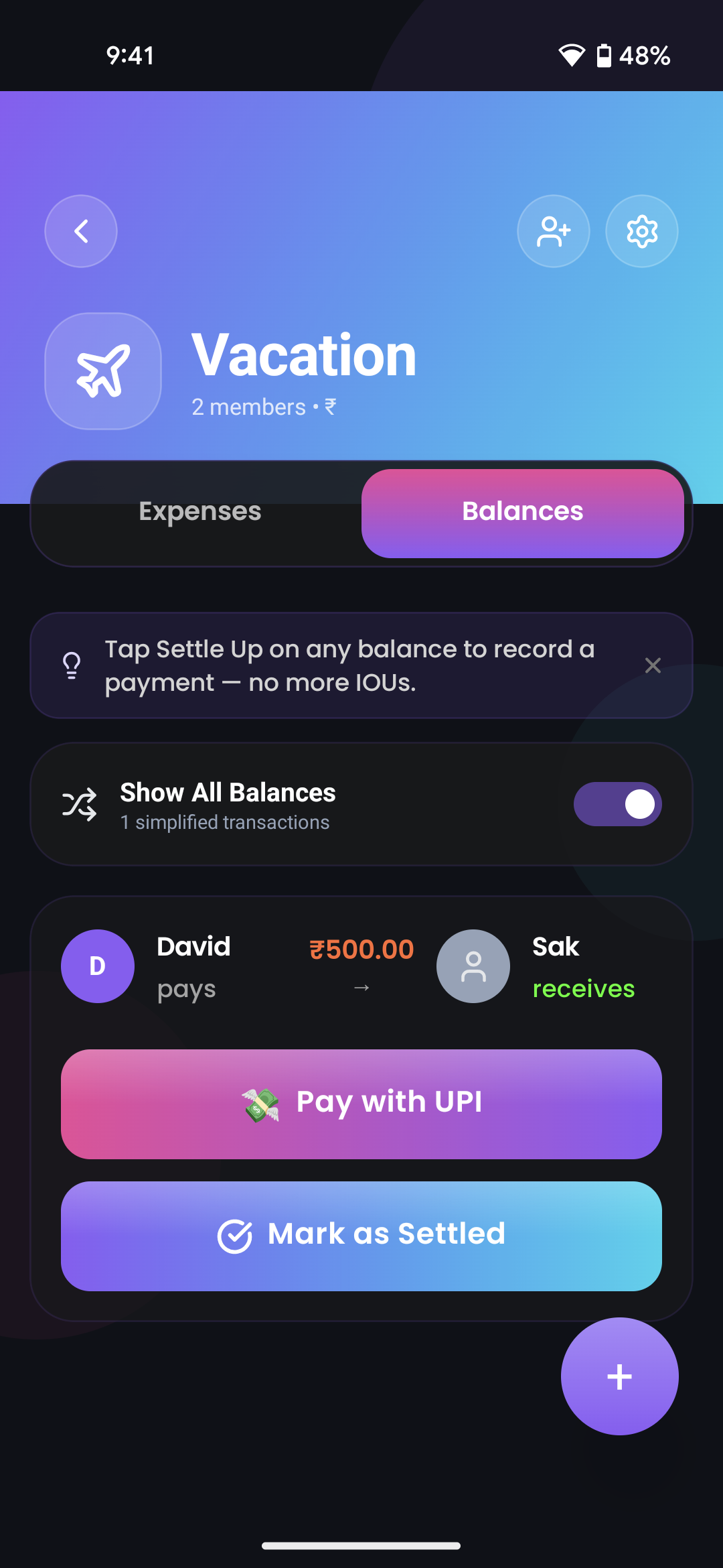 Balances — who owes what